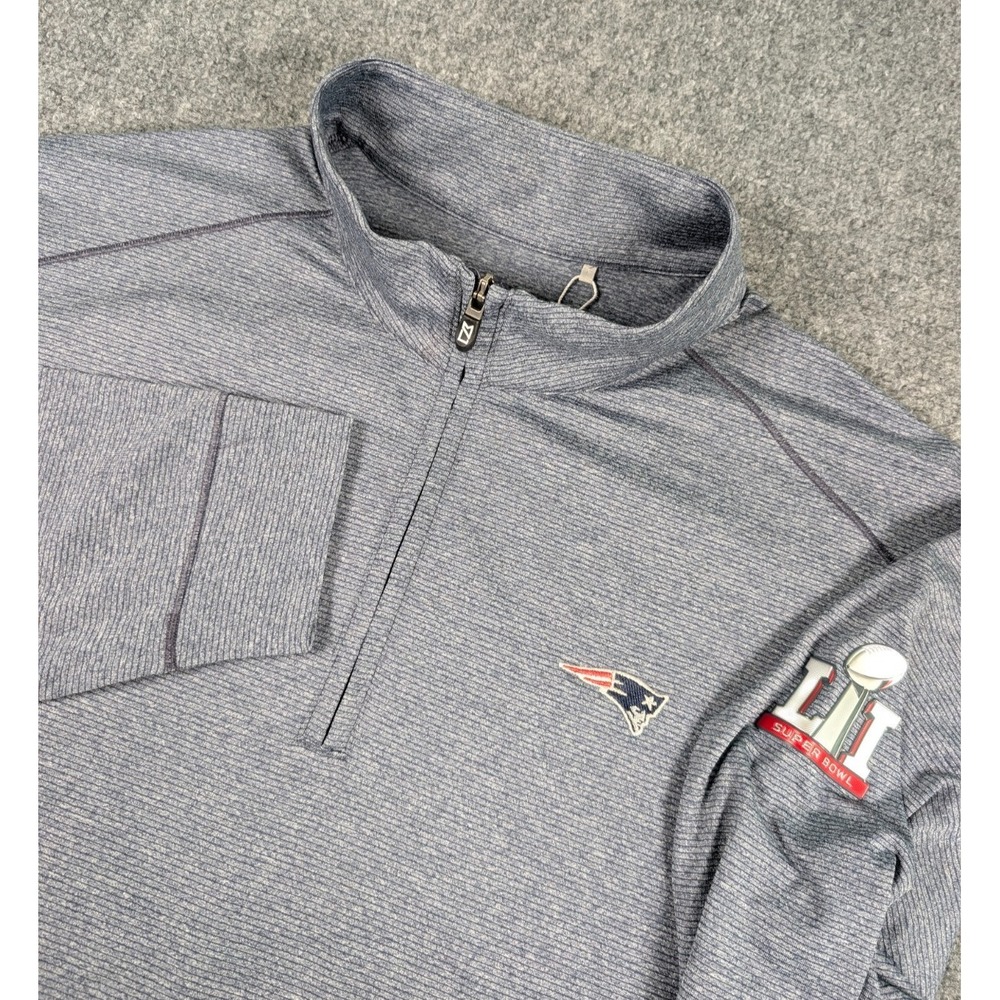 New England Patriots Cutter & Buck 1/4 Zip Pullover Mens 2XL Navy Super‎ Bowl LI
